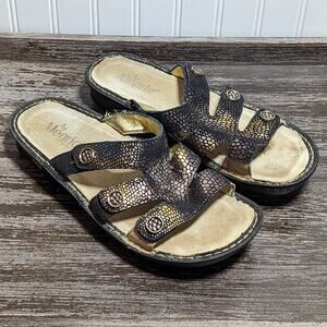 Alegria Women's Multicolor Venice Bronze Mosaic Slide Comfort Sandal Size 42